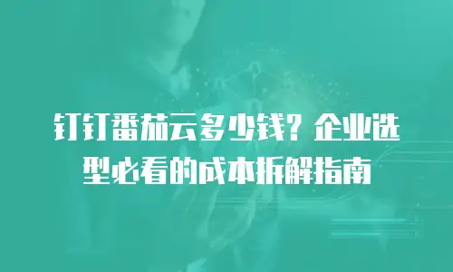 钉钉番茄云多少钱？企业选型必看的成本拆解指南