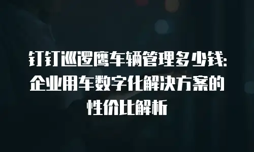 钉钉巡逻鹰车辆管理多少钱：企业用车数字化解决方案的性价比解析
