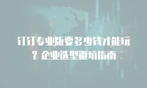 钉钉专业版要多少钱才能玩？企业选型避坑指南