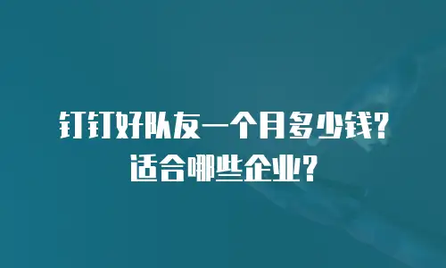 钉钉好队友一个月多少钱？适合哪些企业？