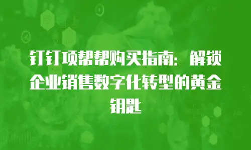 钉钉项帮帮购买指南：解锁企业销售数字化转型的黄金钥匙