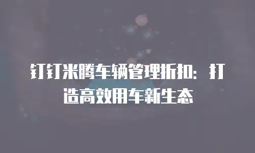 钉钉米腾车辆管理折扣：打造高效用车新生态