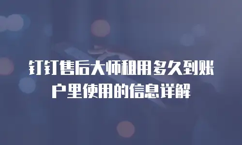 钉钉售后大师租用多久到账户里使用的信息详解