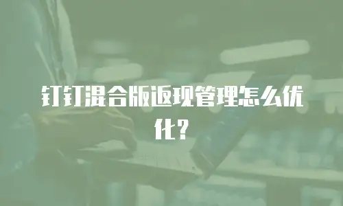 钉钉混合版返现管理怎么优化？