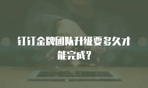 钉钉金牌团队升级要多久才能完成？