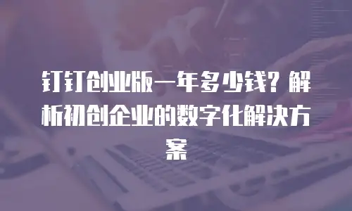 钉钉创业版一年多少钱？解析初创企业的数字化解决方案