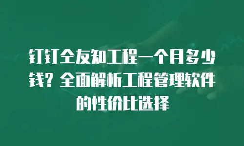钉钉仝友知工程一个月多少钱？全面解析工程管理软件的性价比选择