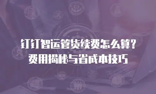 钉钉智运管货续费怎么算？费用揭秘与省成本技巧