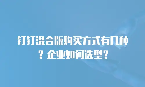 钉钉混合版购买方式有几种？企业如何选型？