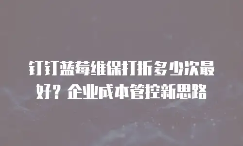钉钉蓝莓维保打折多少次最好？企业成本管控新思路
