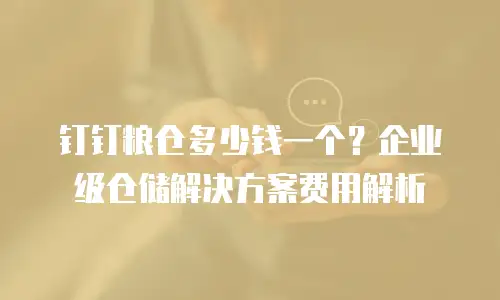 钉钉粮仓多少钱一个？企业级仓储解决方案费用解析