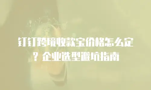 钉钉跨境收款宝价格怎么定？企业选型避坑指南