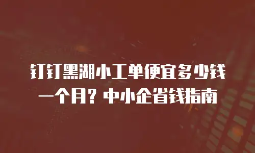 钉钉黑湖小工单便宜多少钱一个月？中小企省钱指南