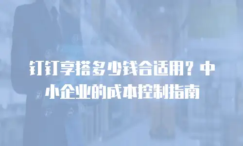 钉钉享搭多少钱合适用？中小企业的成本控制指南