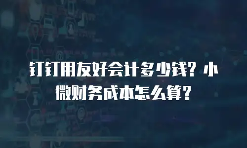 钉钉用友好会计多少钱？小微财务成本怎么算？