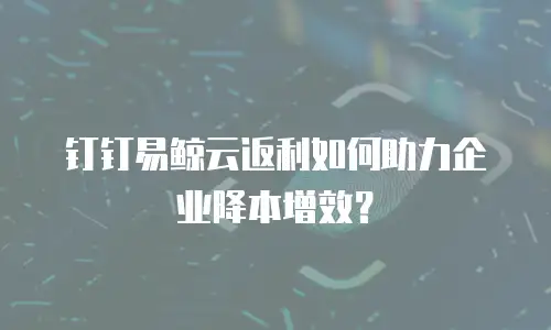 钉钉易鲸云返利如何助力企业降本增效？