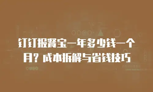 钉钉报餐宝一年多少钱一个月？成本拆解与省钱技巧
