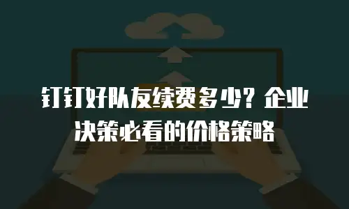 钉钉好队友续费多少？企业决策必看的价格策略