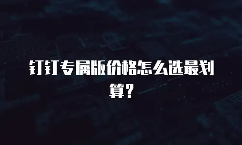 钉钉专属版价格怎么选最划算？