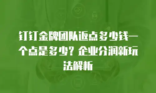 钉钉金牌团队返点多少钱一个点是多少？企业分润新玩法解析