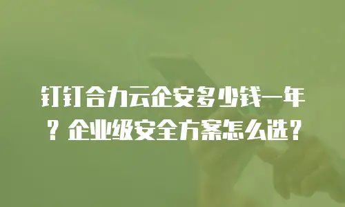钉钉合力云企安多少钱一年？企业级安全方案怎么选？