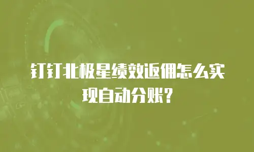 钉钉北极星绩效返佣怎么实现自动分账？