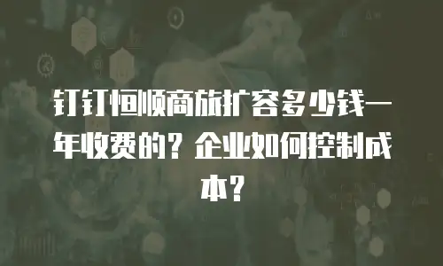 钉钉恒顺商旅扩容多少钱一年收费的？企业如何控制成本？