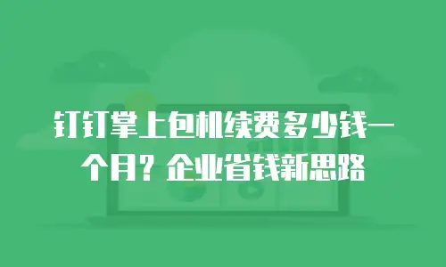 钉钉掌上包机续费多少钱一个月？企业省钱新思路