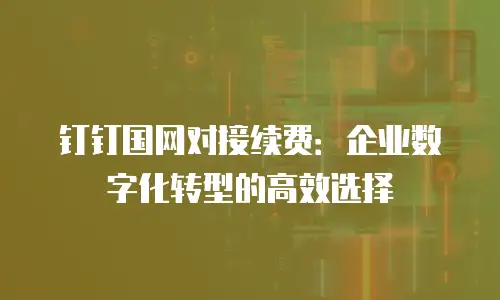 钉钉国网对接续费：企业数字化转型的高效选择
