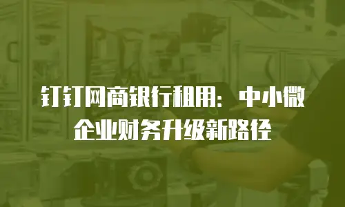 钉钉网商银行租用：中小微企业财务升级新路径
