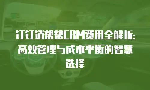钉钉销帮帮CRM费用全解析：高效管理与成本平衡的智慧选择