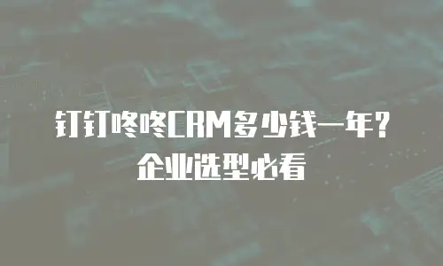 钉钉咚咚CRM多少钱一年？企业选型必看