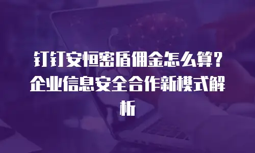 钉钉安恒密盾佣金怎么算？企业信息安全合作新模式解析