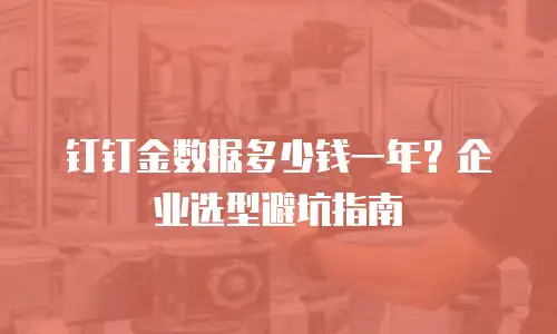 钉钉金数据多少钱一年？企业选型避坑指南