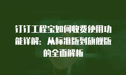 钉钉工程宝如何收费使用功能详解：从标准版到旗舰版的全面解析
