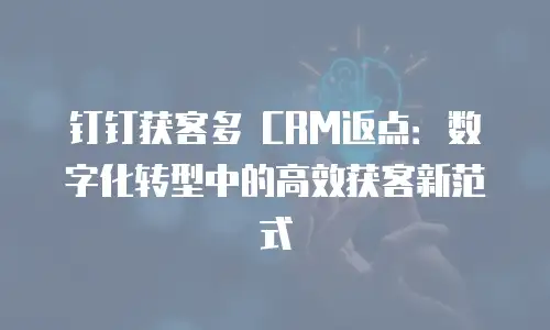 钉钉获客多 CRM返点：数字化转型中的高效获客新范式