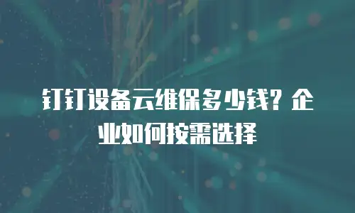 钉钉设备云维保多少钱？企业如何按需选择