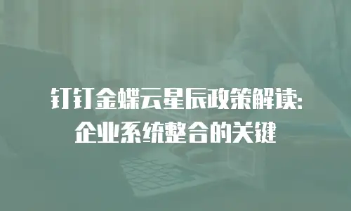 钉钉金蝶云星辰政策解读：企业系统整合的关键