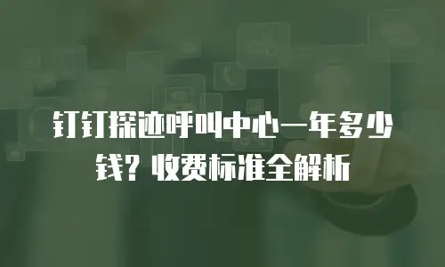 钉钉探迹呼叫中心一年多少钱？收费标准全解析