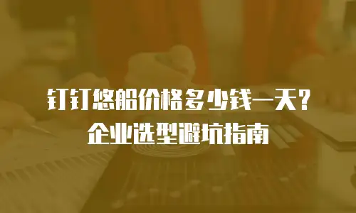 钉钉悠船价格多少钱一天？企业选型避坑指南