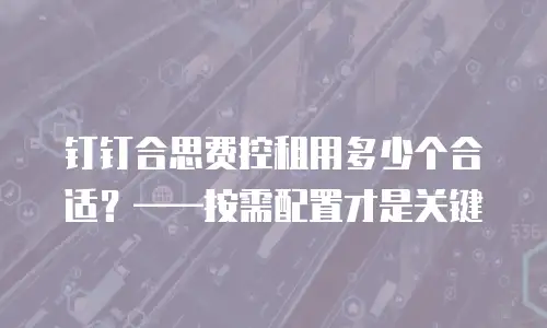 钉钉合思费控租用多少个合适？&mdash;&mdash;按需配置才是关键