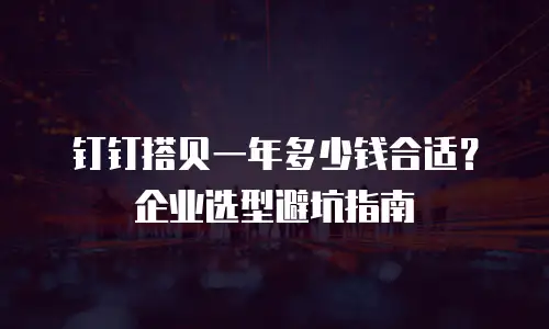 钉钉搭贝一年多少钱合适？企业选型避坑指南
