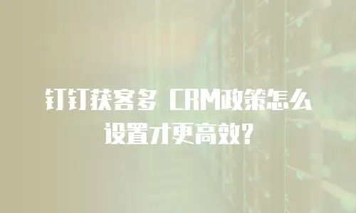 钉钉获客多 CRM政策怎么设置才更高效？
