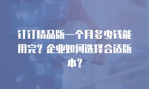 钉钉精品版一个月多少钱能用完？企业如何选择合适版本？