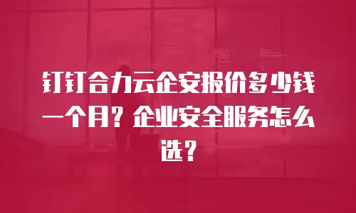 钉钉合力云企安报价多少钱一个月？企业安全服务怎么选？