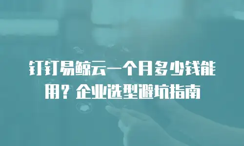 钉钉易鲸云一个月多少钱能用？企业选型避坑指南