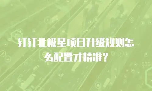钉钉北极星项目升级规则怎么配置才精准？