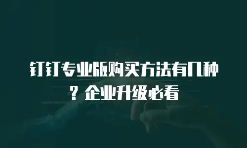 钉钉专业版购买方法有几种？企业升级必看
