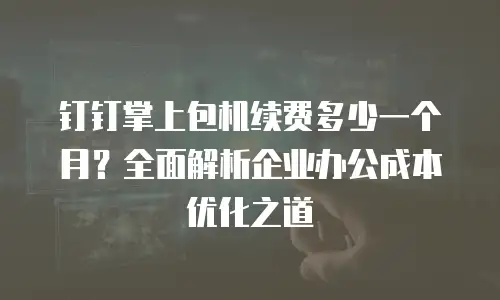 钉钉掌上包机续费多少一个月？全面解析企业办公成本优化之道