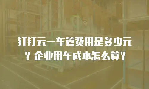 钉钉云一车管费用是多少元？企业用车成本怎么算？